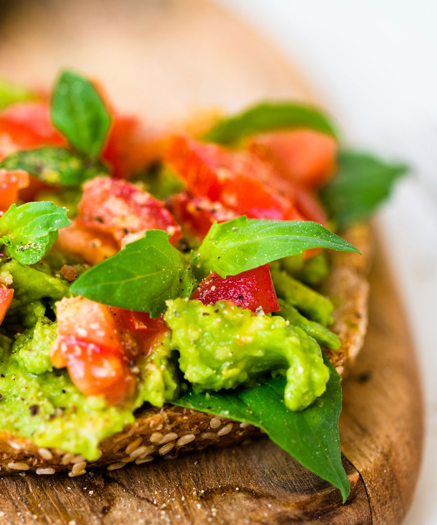 avocado toast with diced tomatoes