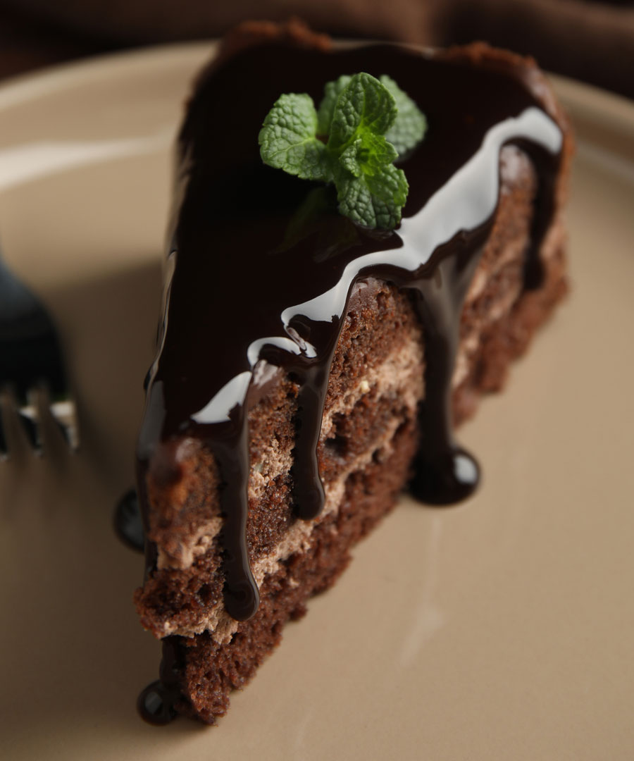 chocolate cake with garnish