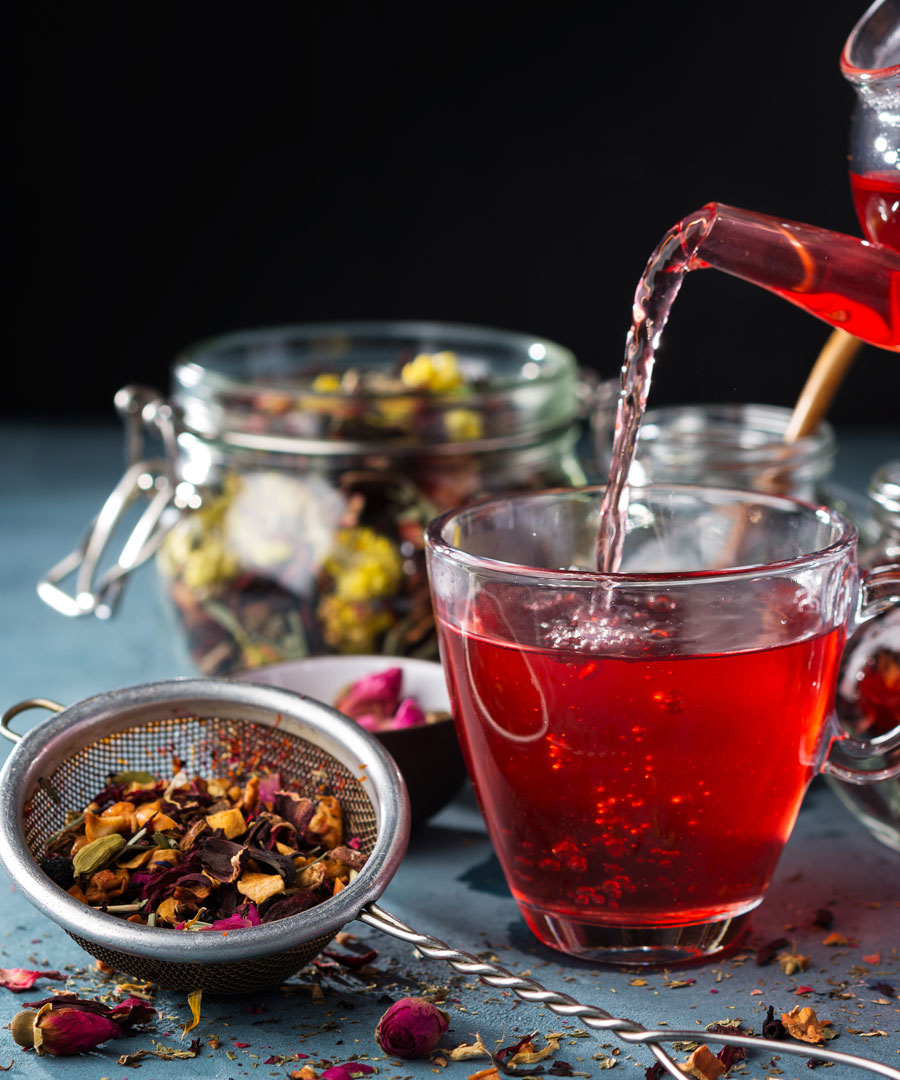 red tea with grids